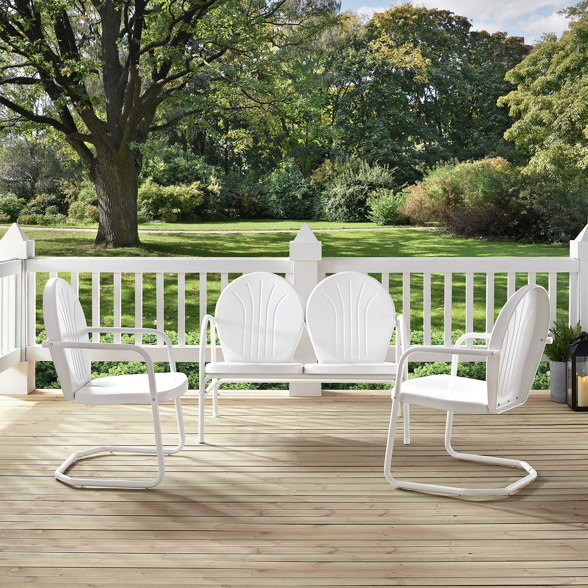 Patio Furniture Sets | Griffith Metal Outdoor Furniture Set | Ultimate Relaxation | Nostalgic Design | Durable & Weather-resistant | Loveseat & 2 Chairs | White Finish | casafoyer.myshopify.com