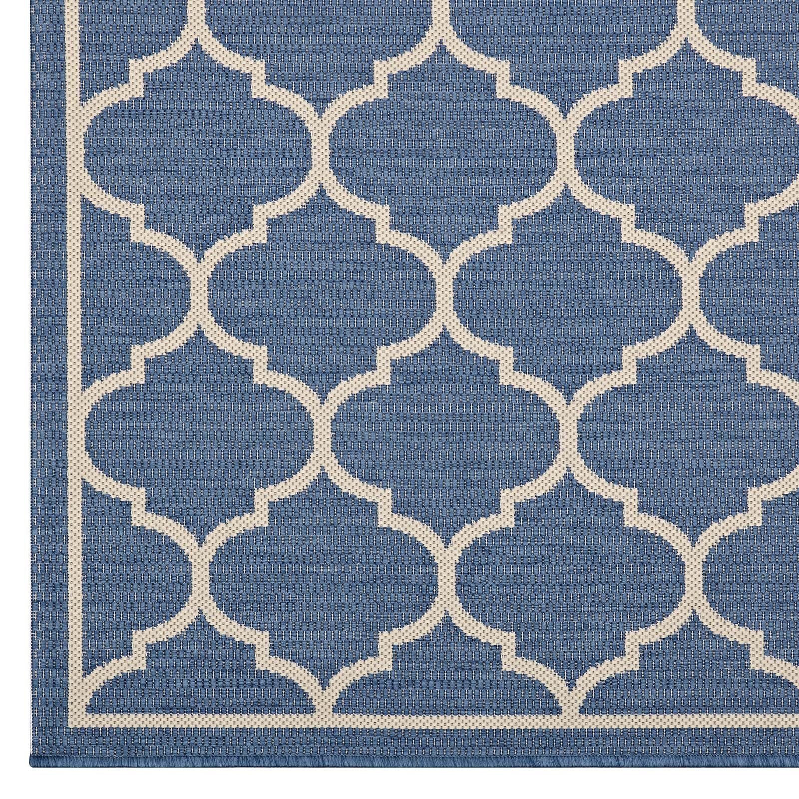 Carpet & Rugs | CasaFoyer Avena Moroccan Quatrefoil Trellis Indoor/Outdoor Area Rug | Durable, Soft, Fade & Stain Resistant | Blue/Beige | 8x10 | casafoyer.myshopify.com