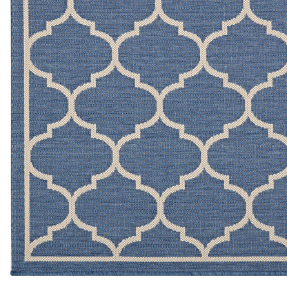 Carpet & Rugs | CasaFoyer Avena Moroccan Quatrefoil Trellis Indoor/Outdoor Area Rug | Durable, Soft, Fade & Stain Resistant | Blue/Beige | 8x10 | casafoyer.myshopify.com