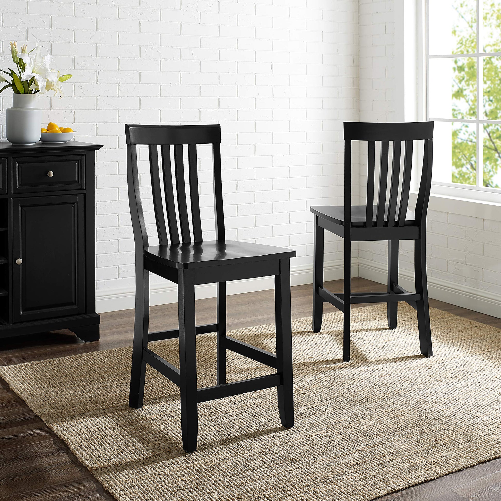 Dining Table | Solid Hardwood School House Style Bar Stool | Durable & Comfortable | 24 Seat Height | Ideal for Dining Tables or Counters | Set of 2 | casafoyer.myshopify.com