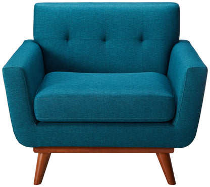 Chair | Engage Armchair | Cozy Lounging Experience | Plush Cushion | Tufted Buttons | Cherry Wood Legs | Teal Fabric | casafoyer.myshopify.com