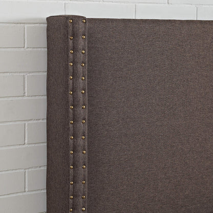 Patio Furniture Sets | Casey Bedset | Wingback Headboard | Dove Gray Linen | Antique Nickel Trim | Full/Queen Size | Sturdy Frame | Easy Assembly | casafoyer.myshopify.com