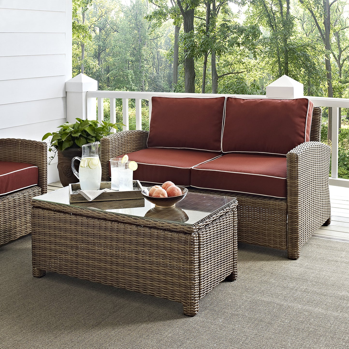 Patio Furniture Sets | CasaFoyers Bradenton Collection | Exquisite All-Weather Wicker Outdoor Seating Set | Durable & UV Resistant | Loveseat & Glass Top Table | casafoyer.myshopify.com