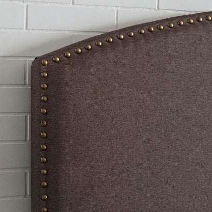 Bed | Cassie Bedset | Timeless Style | Curved Headboard | Bourbon Color | Antique Brass Trim | Easy Assembly | Sturdy Frame | casafoyer.myshopify.com