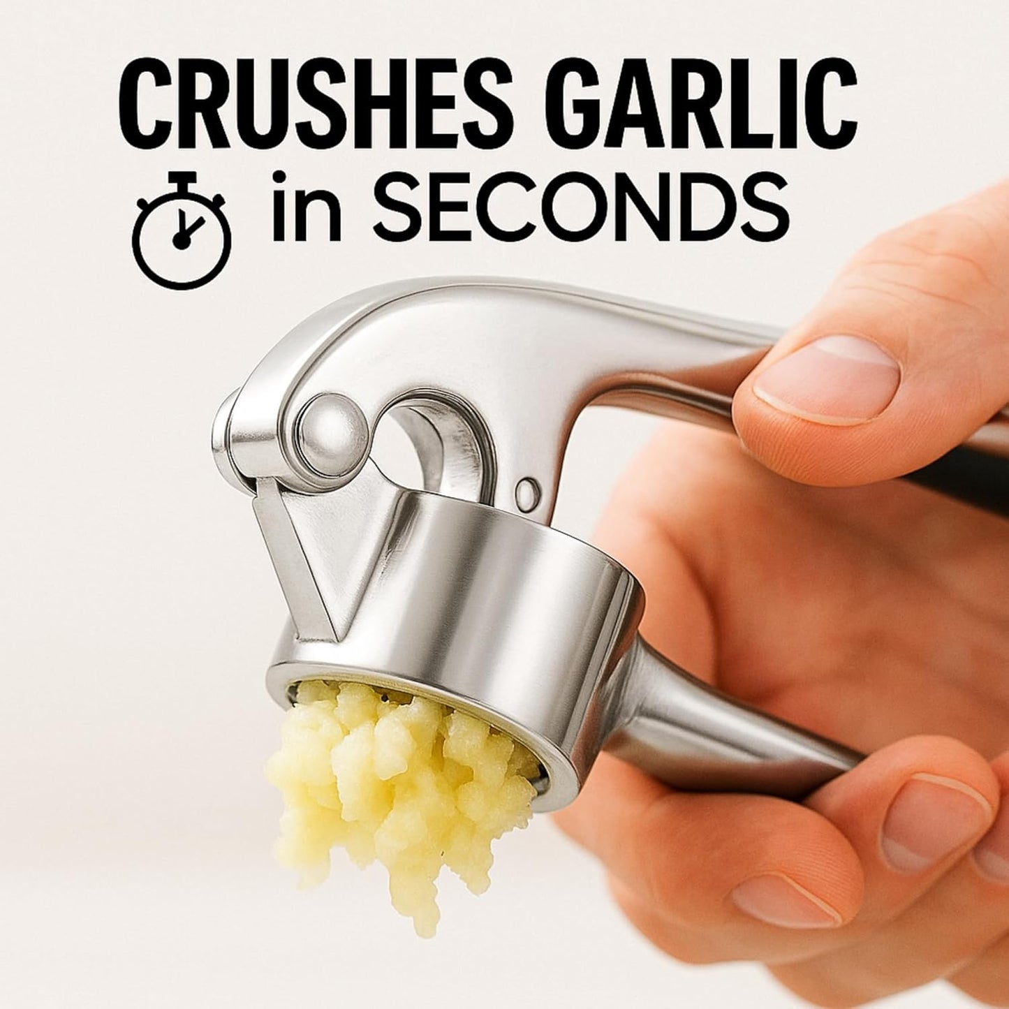 CASAFOYER Garlic Crusher Stainless Steel | Mincer Tool | Rustproof Garlic Masher | Garlic Press | Easy to Clean & Squeeze | Travel Friendly | Dishwasher Safe Presser (Silver)