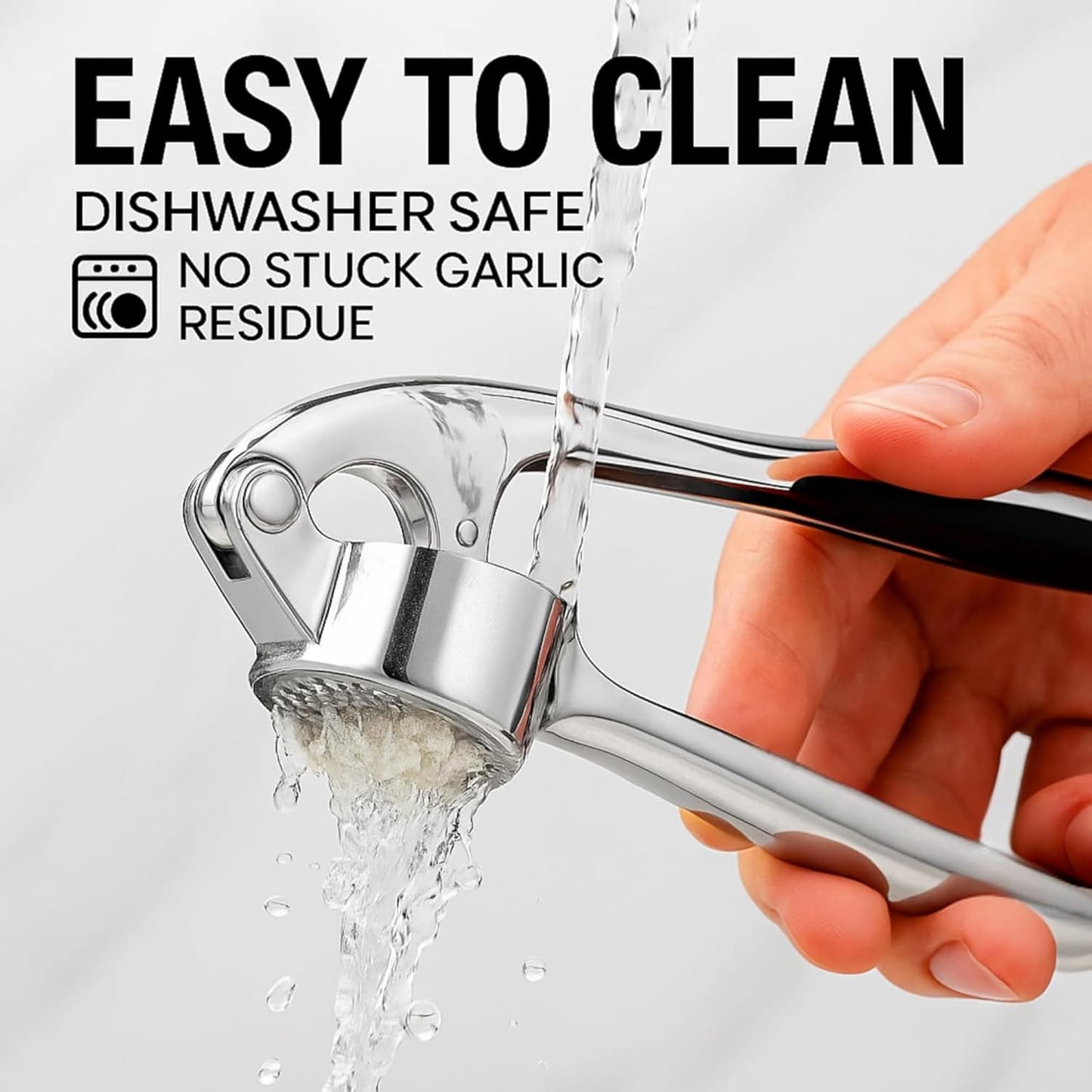 CASAFOYER Garlic Crusher Stainless Steel | Mincer Tool | Rustproof Garlic Masher | Garlic Press | Easy to Clean & Squeeze | Travel Friendly | Dishwasher Safe Presser (Silver)