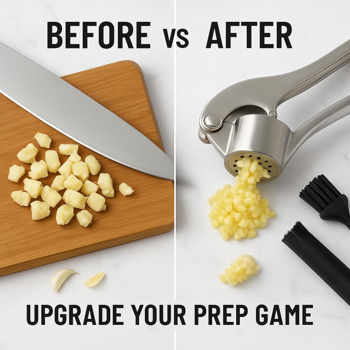 CASAFOYER Garlic Crusher Stainless Steel | Mincer Tool | Rustproof Garlic Masher | Garlic Press | Easy to Clean & Squeeze | Travel Friendly | Dishwasher Safe Presser (Silver)