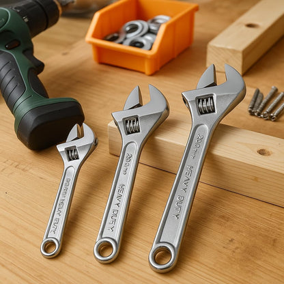 CASAFOYER Set of 3 Adjustable Wrench Set | Crescent Wrenches, Spanner Wrench Tool Set for Plumbing, Large & Small Adjustable Pliers, Thin and Self-Locking Wrenches – Ideal Hand Tools for Plumbers & DIY