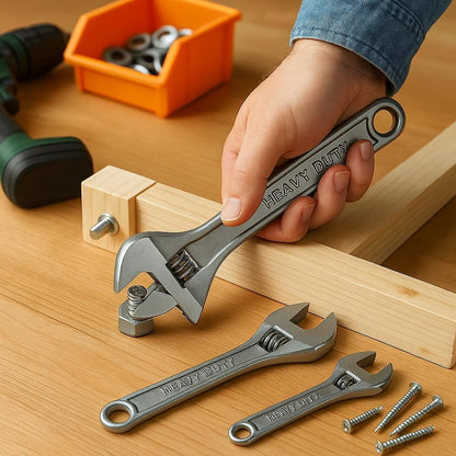CASAFOYER Set of 3 Adjustable Wrench Set | Crescent Wrenches, Spanner Wrench Tool Set for Plumbing, Large & Small Adjustable Pliers, Thin and Self-Locking Wrenches – Ideal Hand Tools for Plumbers & DIY
