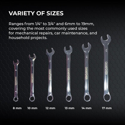 Casafoyer Combination Wrench Set, 6‑Piece Metric Ratchet Wrenches Set 8–17 mm, Polished Alloy Steel Wrenches for DIY Home Repair, Auto Repairs & Garage Use