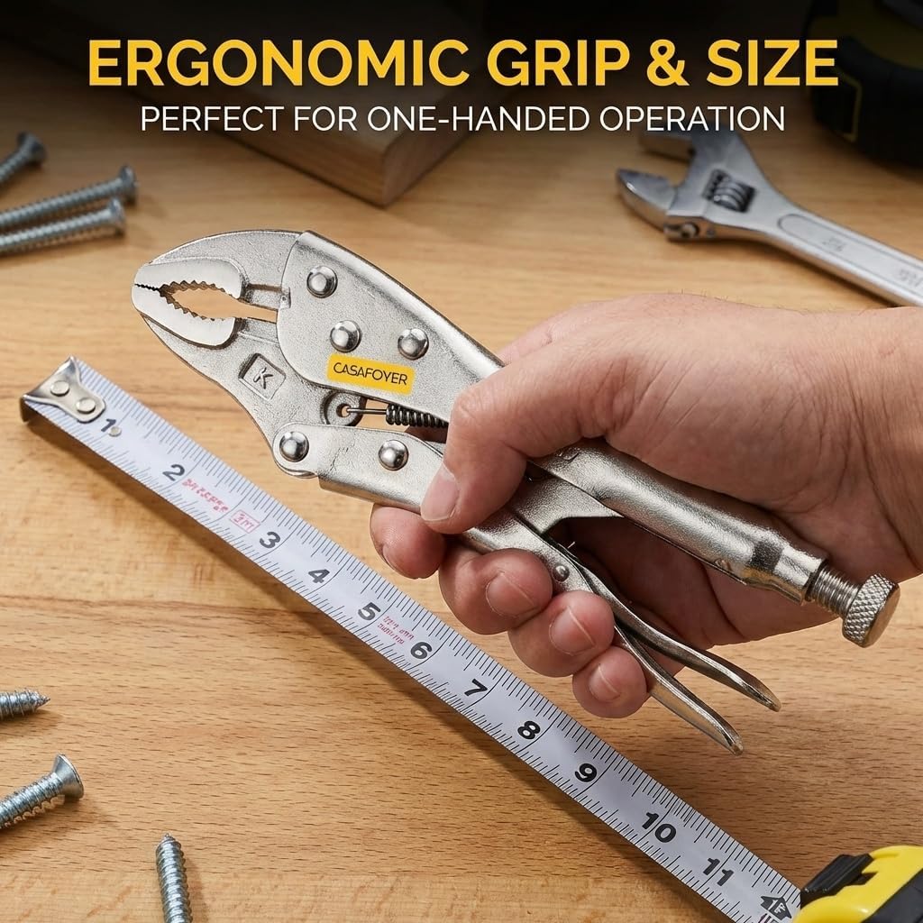 CASAFOYER Locking Grip Pliers - Heavy-Duty Vise Grip with Wire Cutter and Adjustable Clamp | Ideal for Welding, Channel Locks, Pipe Vise Work | Multi-Use Pliers Tool for DIY, Crafts, and Maintenance