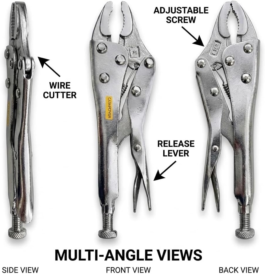 CASAFOYER Locking Grip Pliers - Heavy-Duty Vise Grip with Wire Cutter and Adjustable Clamp | Ideal for Welding, Channel Locks, Pipe Vise Work | Multi-Use Pliers Tool for DIY, Crafts, and Maintenance