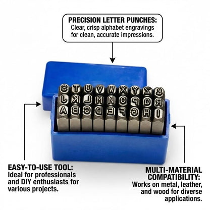 CASAFOYER Heavy Duty Letter Punch Set - Metal Stamping Kit with Alphabet for Jewelry Making, Leather Crafts, and Fabrication, Ideal for Leather, Metal, and Woodworking Projects