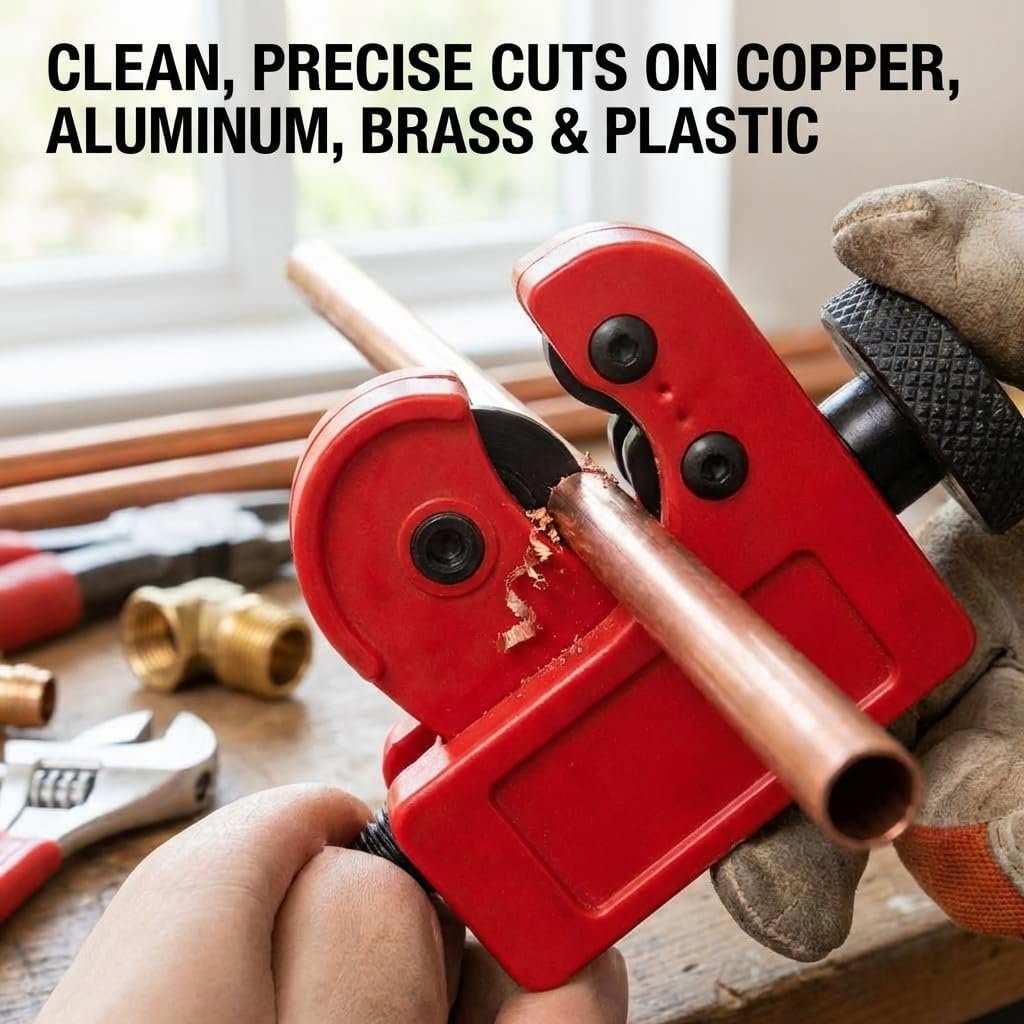 CASAFOYER Pipe Cutter Tool for Copper, Aluminum, Brass & Plastic | Heavy-Duty Tubing Cutter for Clean, Precise Cuts | Professional Tube Cutter for Plumbing, HVAC & Home Improvement