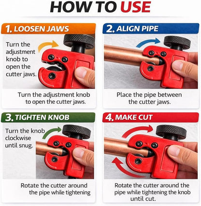 CASAFOYER Pipe Cutter Tool for Copper, Aluminum, Brass & Plastic | Heavy-Duty Tubing Cutter for Clean, Precise Cuts | Professional Tube Cutter for Plumbing, HVAC & Home Improvement
