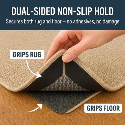 CASAFOYER 12 Piece Rug Tape, Non Slip Rug Gripper for Hardwood Floors, Reusable Washable Grippers for Rugs, Double Sided Rug Tape, Under Rug Non Slip Pad (Trapezium)