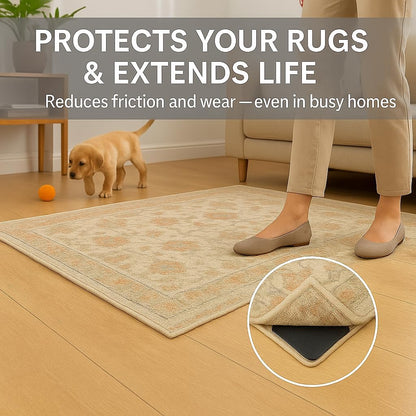 CASAFOYER 12 Pcs Non Slip Rug Gripper/Rug Tape for Hardwood Floors – Stops Sliding & Curling | Double Sided Carpet Tape, Triangular Rug Pads | Floor Safe & Reusable Rug Anchors
