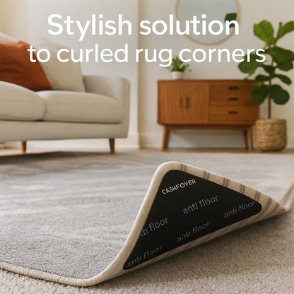 CASAFOYER 12 Pcs Non Slip Rug Gripper/Rug Tape for Hardwood Floors – Stops Sliding & Curling | Double Sided Carpet Tape, Triangular Rug Pads | Floor Safe & Reusable Rug Anchors