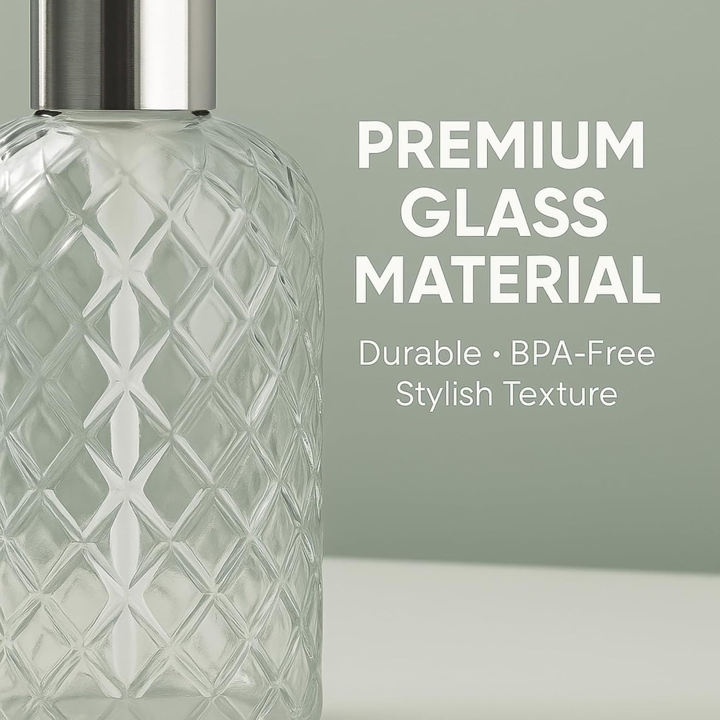 CASAFOYER Glass Soap Dispenser (15 Oz) | Refillable Dishwash Liquid Dispenser for Kitchen | Shampoo & Bodywash Bottle | Rustproof Plastic Pump | Easy Soap Visibility | Dishwasher Safe Cleaning(White)