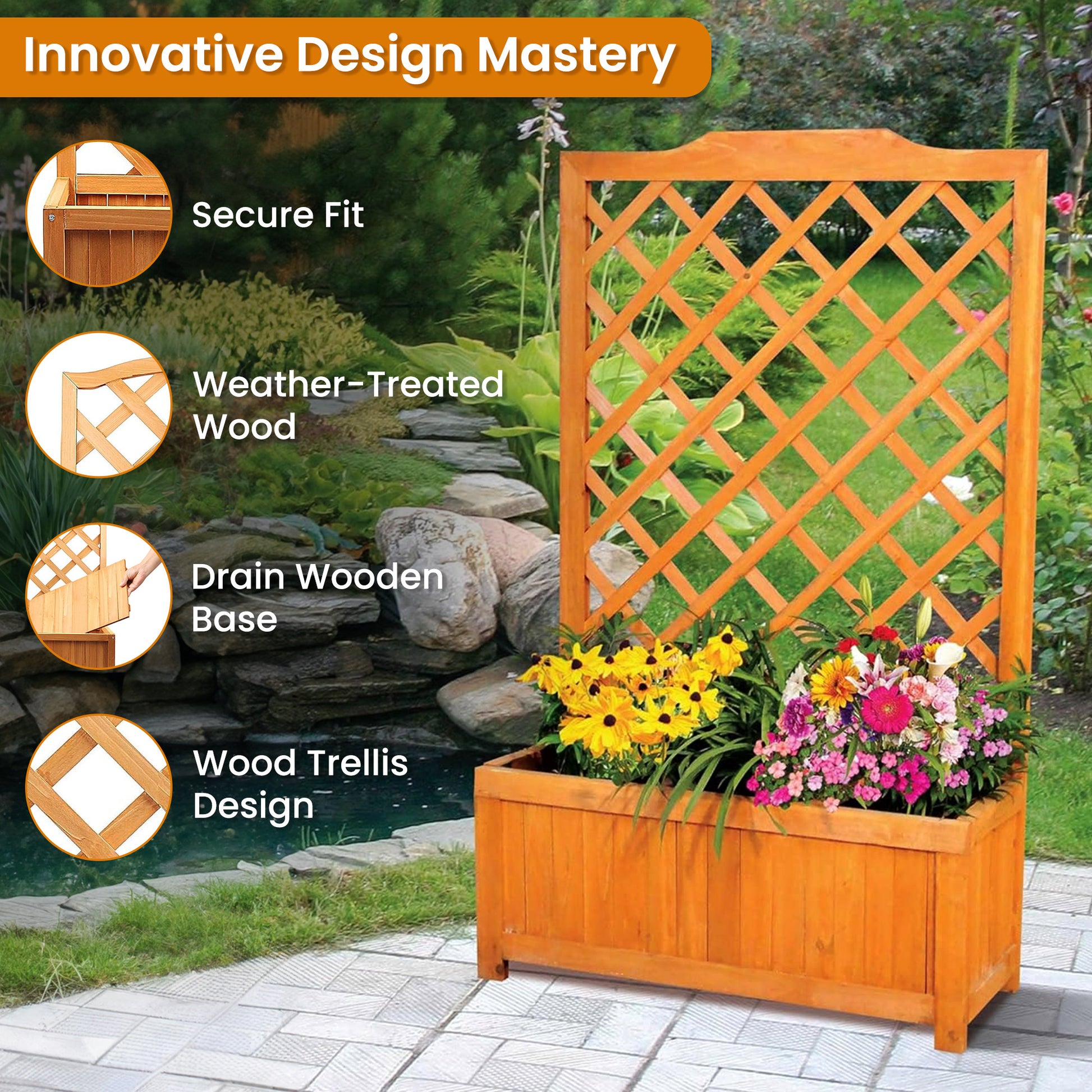 Gardening Outdoor | Casafoyer Indoor & Outdoor Wooden Lattice Planter | casafoyer.myshopify.com