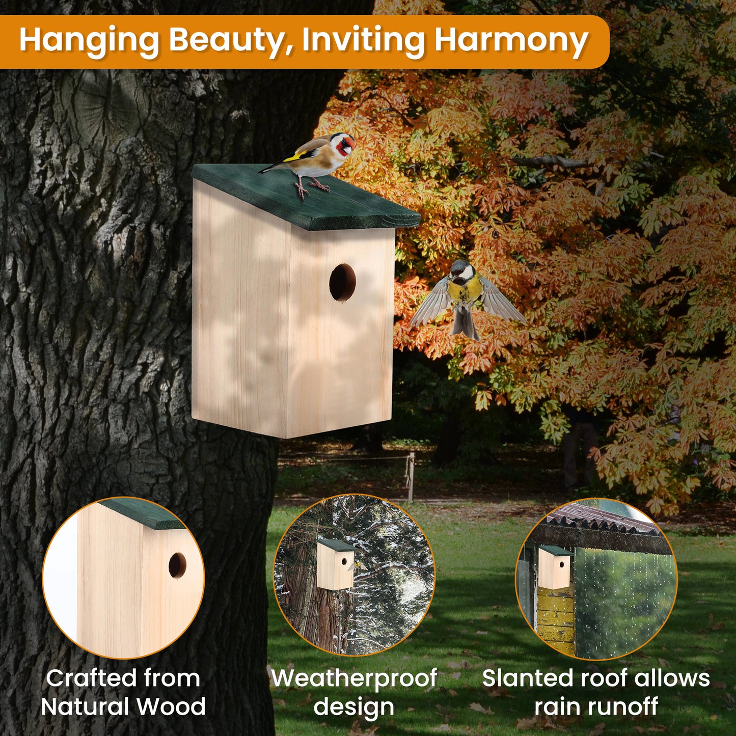 [product_type] | CasaFoyer Durable Wooden Wild Bird Nest Box - Easy Installation and Maintenance - Irresistible Haven for a Variety of Birds | casafoyer.myshopify.com