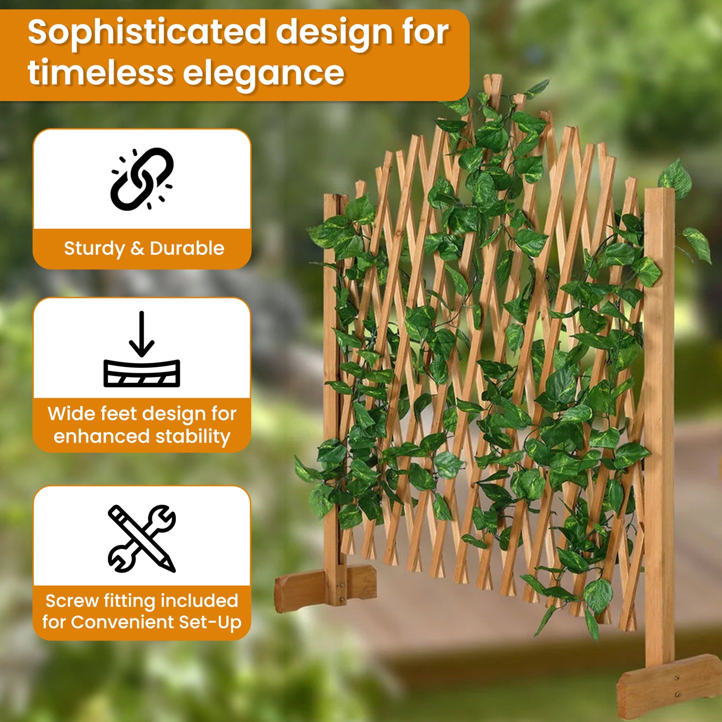 Fence Trellis | CasaFoyer Expandable Brown Wooden Fence Trellis - Enhance Your Garden with a Decorative Outdoor Lattice Design Screen for Climbing Plants | casafoyer.myshopify.com