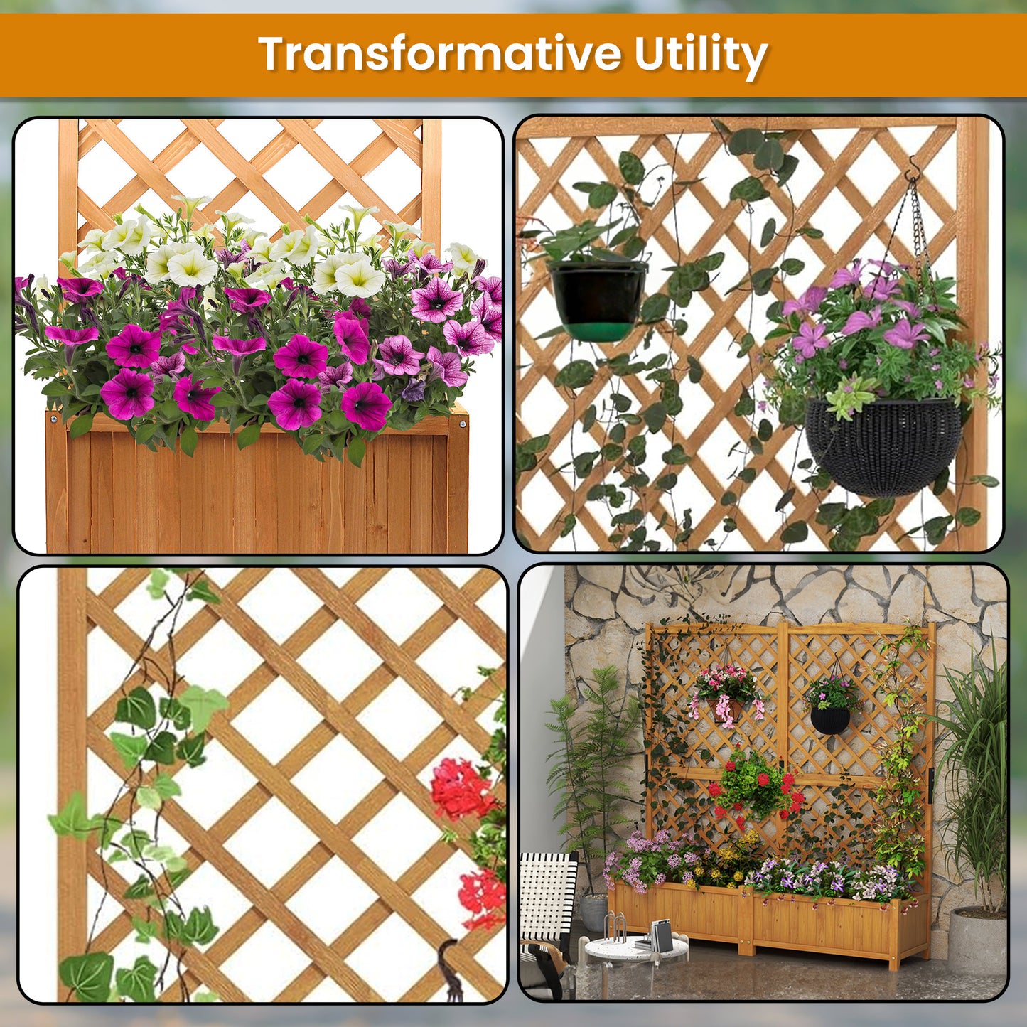 Gardening Outdoor | Casafoyer Indoor & Outdoor Wooden Lattice Planter | casafoyer.myshopify.com