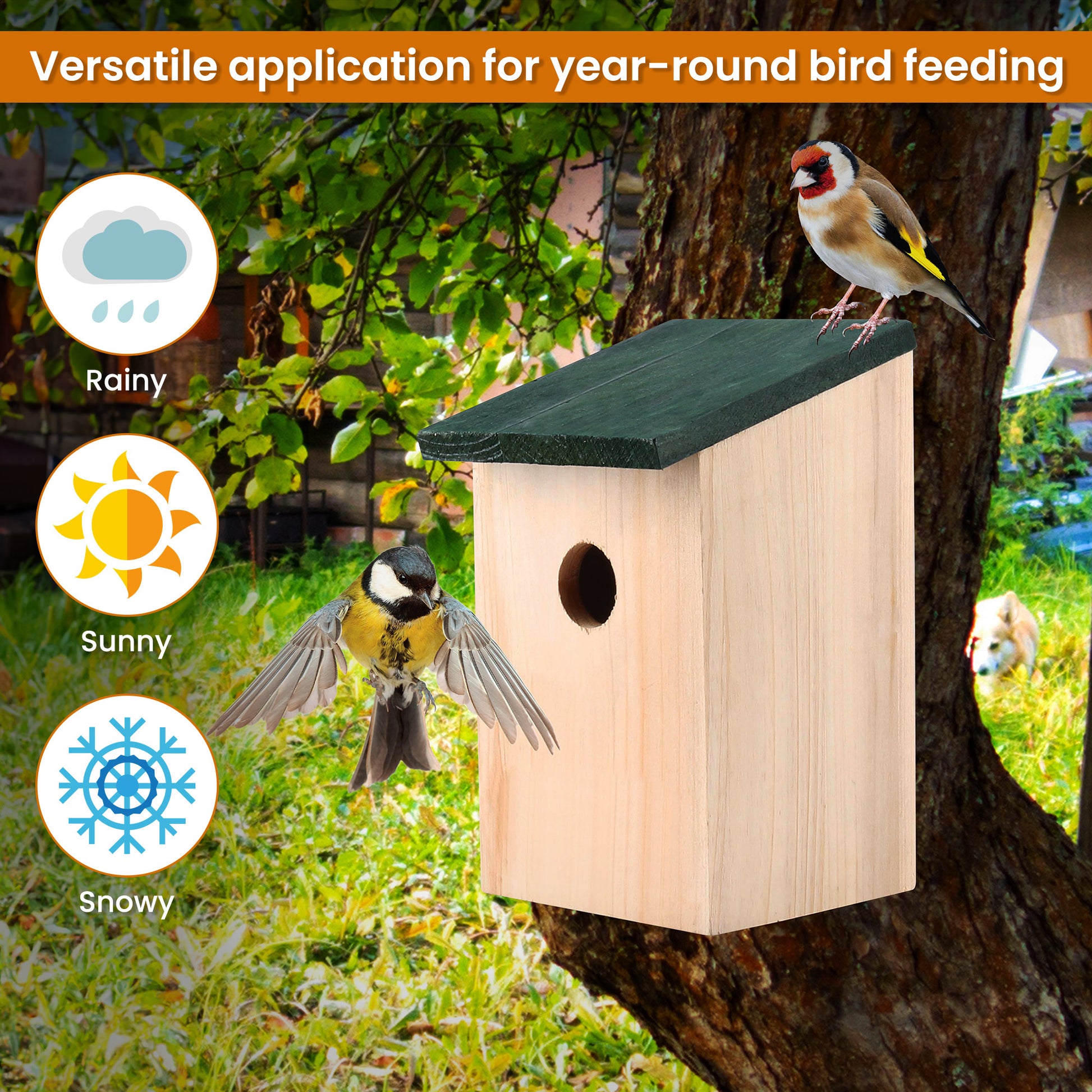 [product_type] | CasaFoyer Durable Wooden Wild Bird Nest Box - Easy Installation and Maintenance - Irresistible Haven for a Variety of Birds | casafoyer.myshopify.com