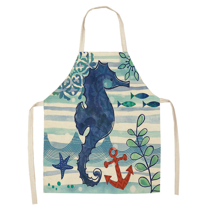 Kitchen Clothes and Aprons | CasaFoyer Cartoon Infauna Digital Printing Linen Sleeveless Apron | casafoyer.myshopify.com