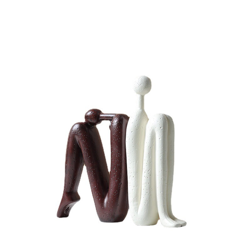 Table Decor | CasaFoyer Back-to-back Stickman Sculpture Ceramic Crafts Ornaments | casafoyer.myshopify.com