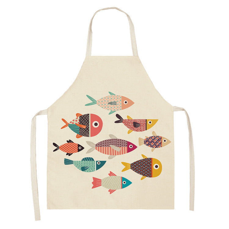 Kitchen Clothes and Aprons | CasaFoyer Cartoon Infauna Digital Printing Linen Sleeveless Apron | casafoyer.myshopify.com