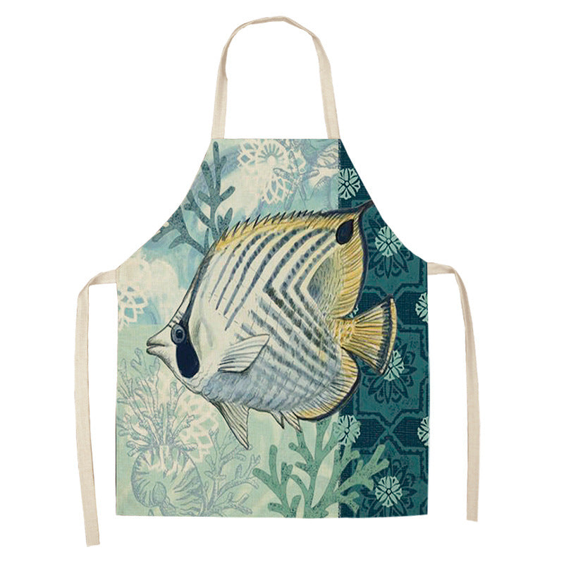 Kitchen Clothes and Aprons | CasaFoyer Cartoon Infauna Digital Printing Linen Sleeveless Apron | casafoyer.myshopify.com