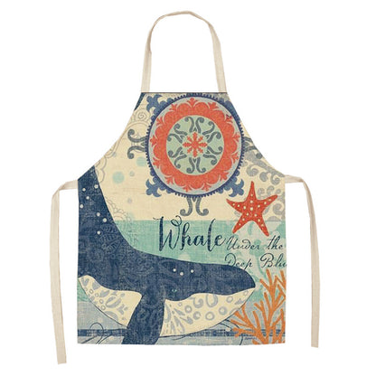 Kitchen Clothes and Aprons | CasaFoyer Cartoon Infauna Digital Printing Linen Sleeveless Apron | casafoyer.myshopify.com
