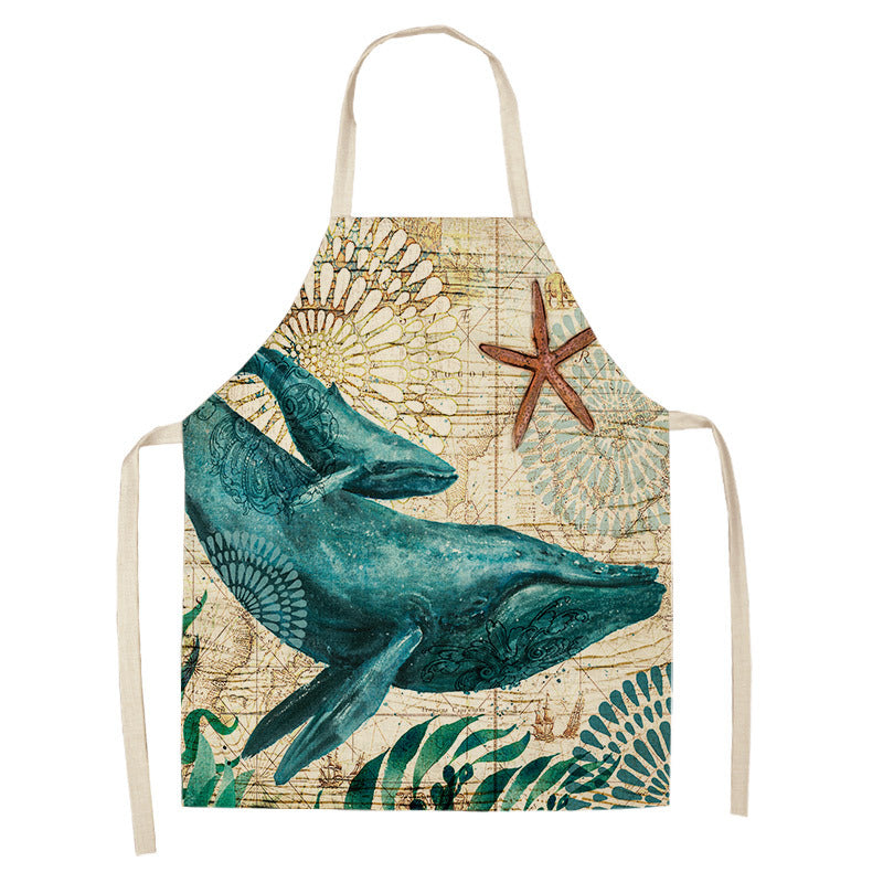 Kitchen Clothes and Aprons | CasaFoyer Cartoon Infauna Digital Printing Linen Sleeveless Apron | casafoyer.myshopify.com