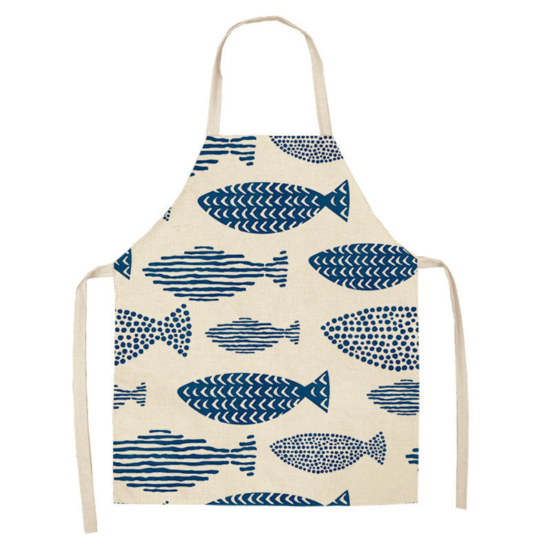 Kitchen Clothes and Aprons | CasaFoyer Cartoon Infauna Digital Printing Linen Sleeveless Apron | casafoyer.myshopify.com