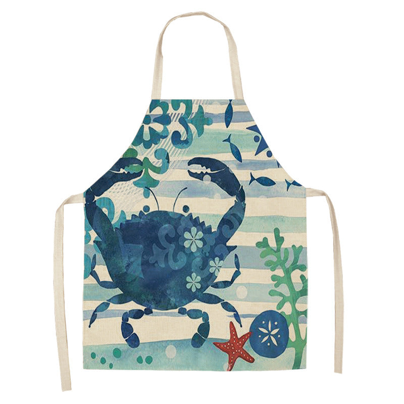 Kitchen Clothes and Aprons | CasaFoyer Cartoon Infauna Digital Printing Linen Sleeveless Apron | casafoyer.myshopify.com