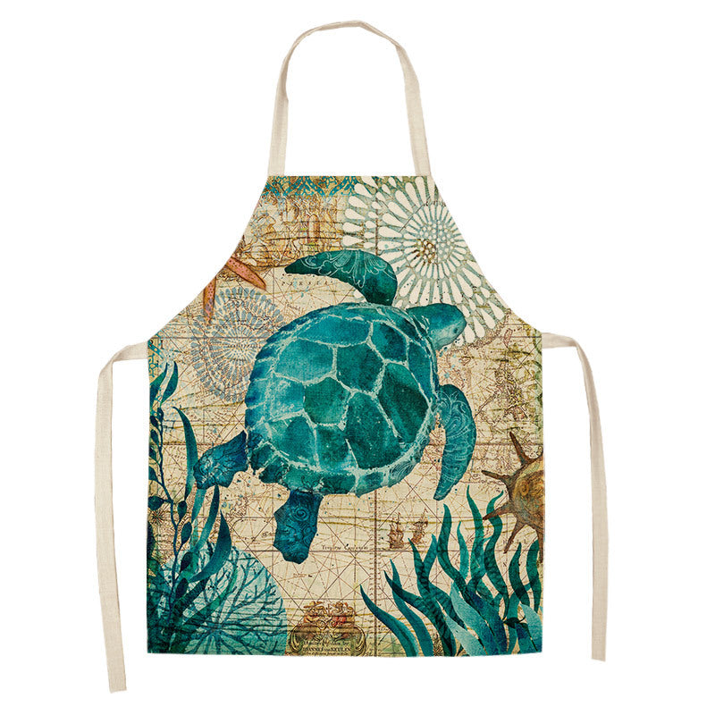 Kitchen Clothes and Aprons | CasaFoyer Cartoon Infauna Digital Printing Linen Sleeveless Apron | casafoyer.myshopify.com