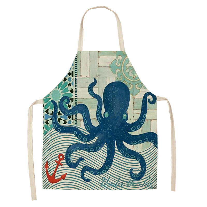 Kitchen Clothes and Aprons | CasaFoyer Cartoon Infauna Digital Printing Linen Sleeveless Apron | casafoyer.myshopify.com