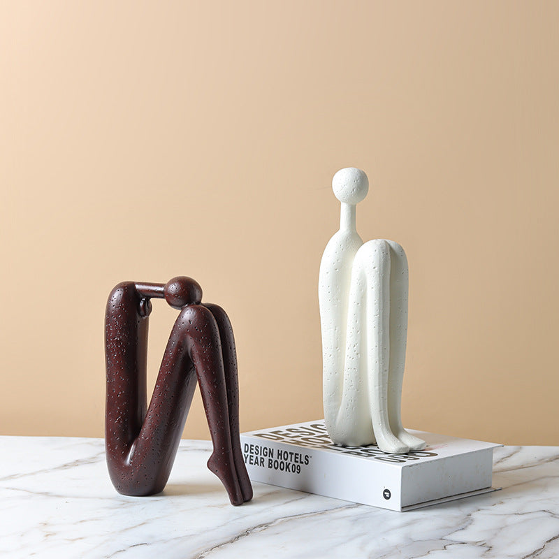 Table Decor | CasaFoyer Back-to-back Stickman Sculpture Ceramic Crafts Ornaments | casafoyer.myshopify.com