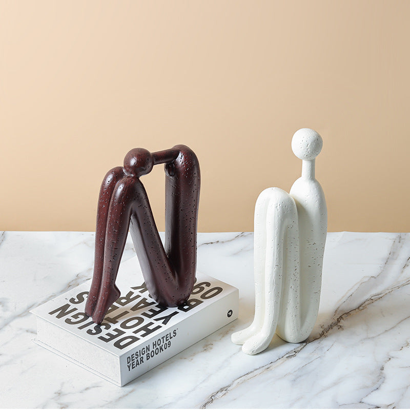 Table Decor | CasaFoyer Back-to-back Stickman Sculpture Ceramic Crafts Ornaments | casafoyer.myshopify.com