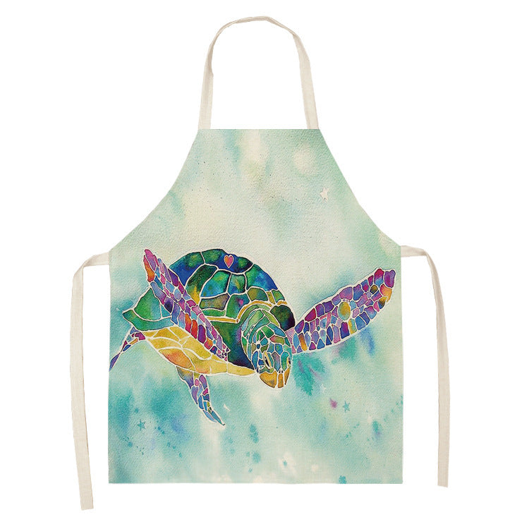 Kitchen Clothes and Aprons | CasaFoyer Cartoon Infauna Digital Printing Linen Sleeveless Apron | casafoyer.myshopify.com