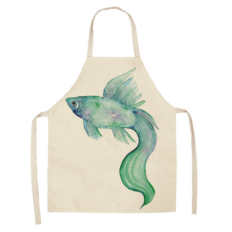 Kitchen Clothes and Aprons | CasaFoyer Cartoon Infauna Digital Printing Linen Sleeveless Apron | casafoyer.myshopify.com