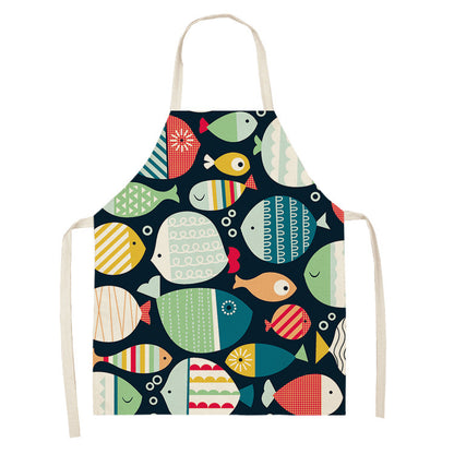 Kitchen Clothes and Aprons | CasaFoyer Cartoon Infauna Digital Printing Linen Sleeveless Apron | casafoyer.myshopify.com