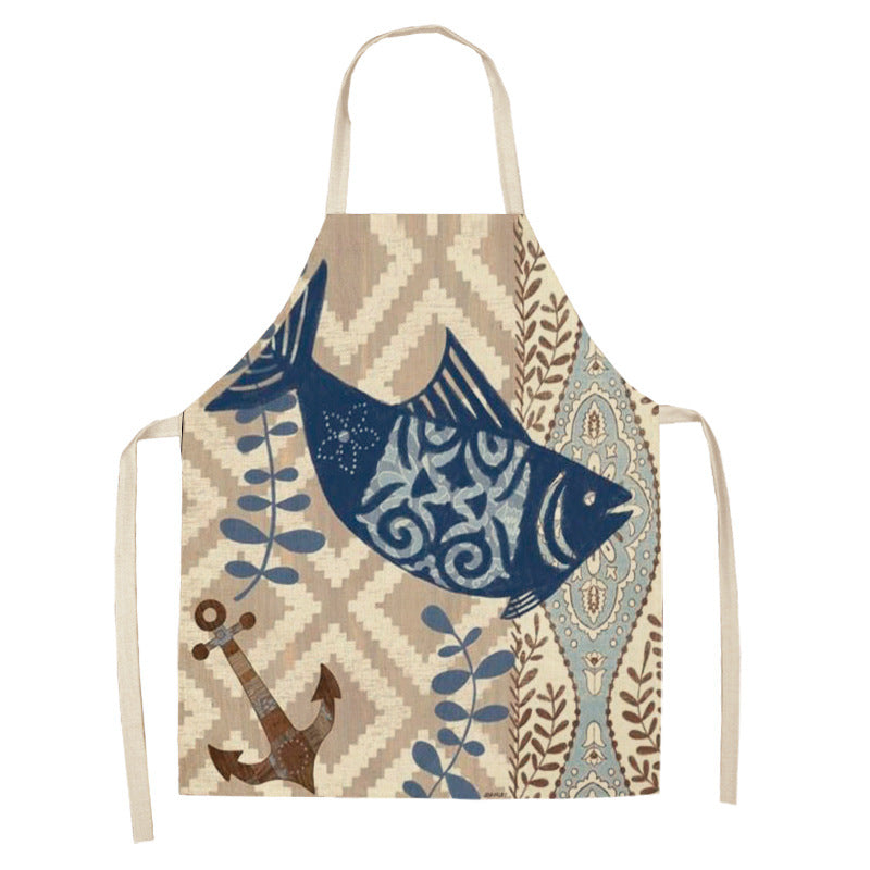 Kitchen Clothes and Aprons | CasaFoyer Cartoon Infauna Digital Printing Linen Sleeveless Apron | casafoyer.myshopify.com