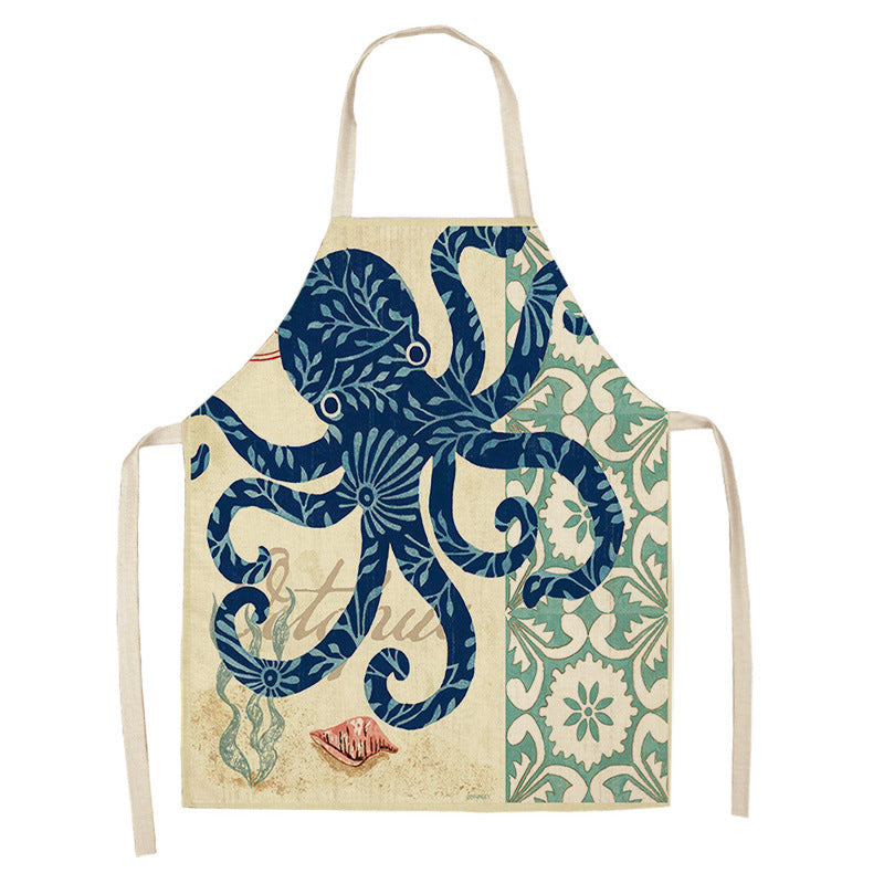 Kitchen Clothes and Aprons | CasaFoyer Cartoon Infauna Digital Printing Linen Sleeveless Apron | casafoyer.myshopify.com