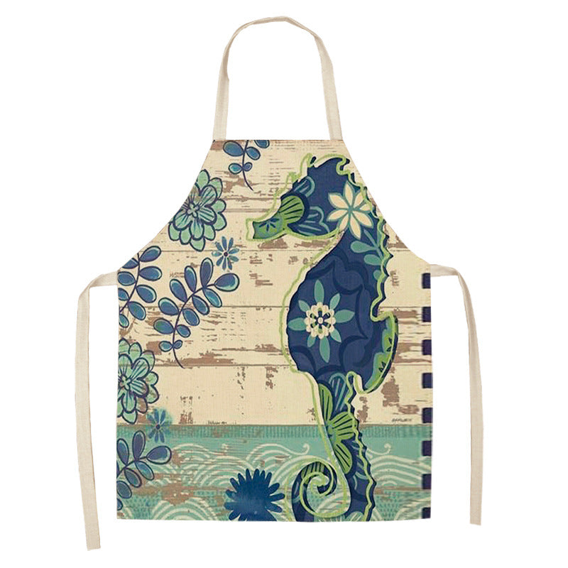 Kitchen Clothes and Aprons | CasaFoyer Cartoon Infauna Digital Printing Linen Sleeveless Apron | casafoyer.myshopify.com