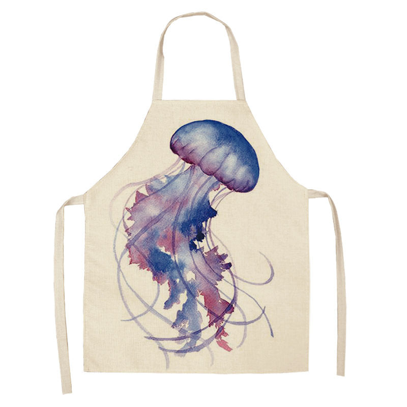 Kitchen Clothes and Aprons | CasaFoyer Cartoon Infauna Digital Printing Linen Sleeveless Apron | casafoyer.myshopify.com