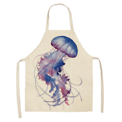 Kitchen Clothes and Aprons | CasaFoyer Cartoon Infauna Digital Printing Linen Sleeveless Apron | casafoyer.myshopify.com