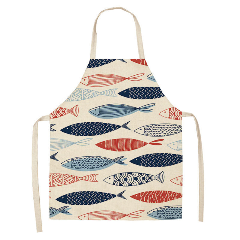 Kitchen Clothes and Aprons | CasaFoyer Cartoon Infauna Digital Printing Linen Sleeveless Apron | casafoyer.myshopify.com