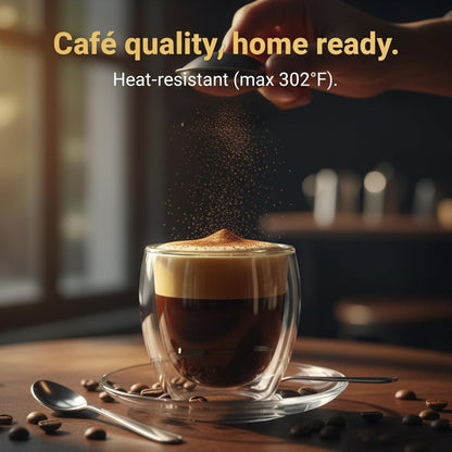 Casafoyer Double Walled Coffee Cups Glasses Mugs 9oz Set of 4 | Heat Resistant Borosilicate Clear Glass Espresso Latte Cappuccino Tea Cups with Handle | Insulated Glass Coffee Mugs Ideal for Gifting